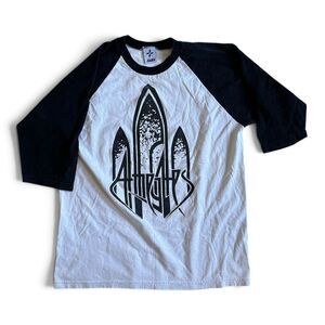 AT THE GATES Death Metal Band Merch, L, Raglan Baseball Tee SAMA, Black White